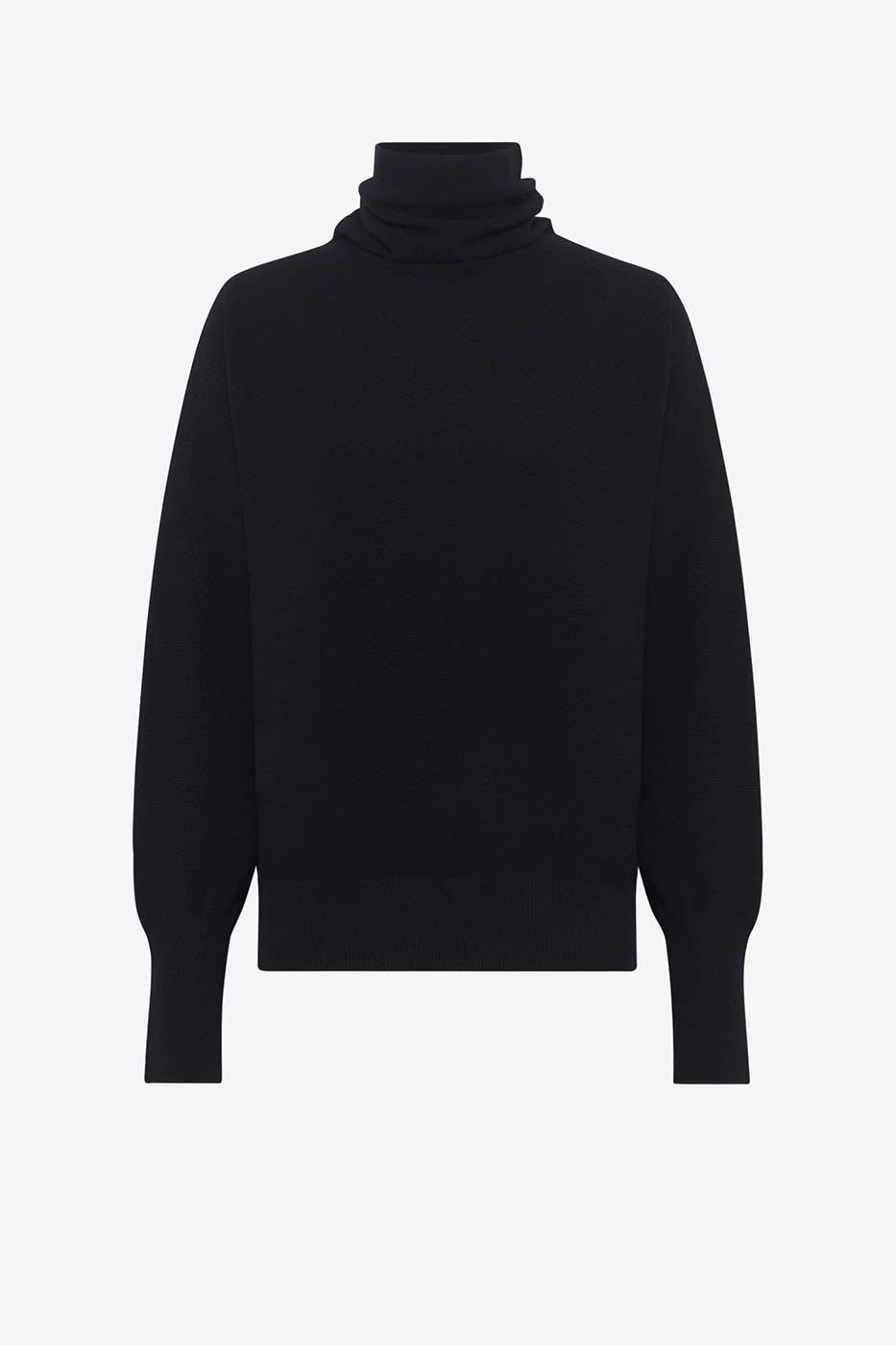 Top fin maille point mousse col montant