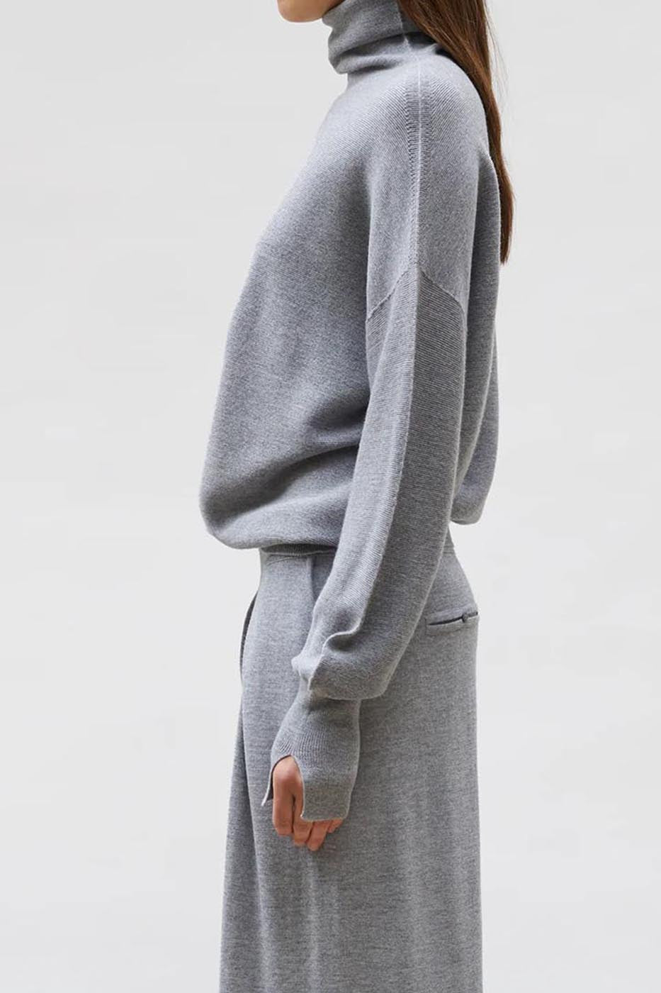 Top fin maille point mousse col montant