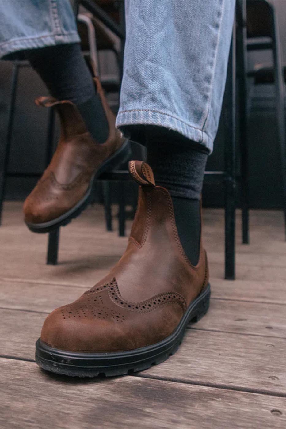 Chelsea Boots #2444 Antic Brown Brogue