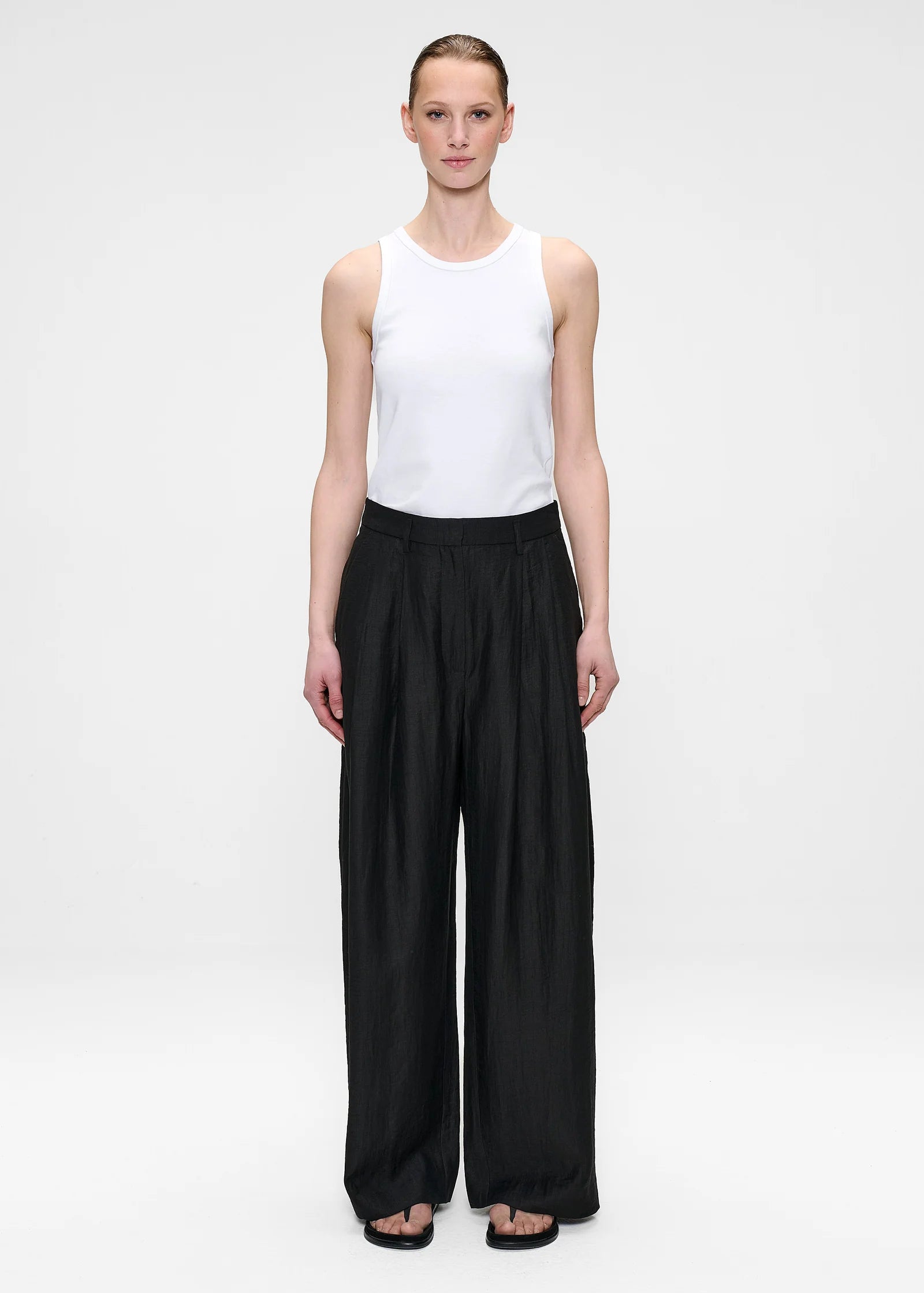PANTALON JADE EN LIN MÉLANGÉ LÉGER
