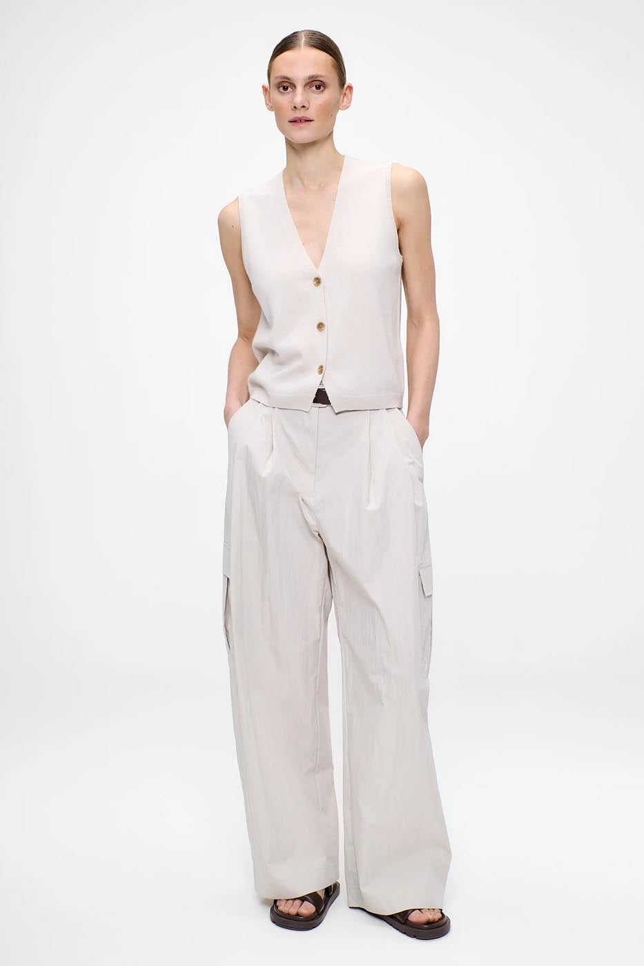 PANTALON CARGO EN COTON ET NYLON JADE