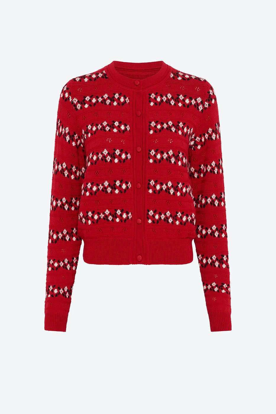 Cardigan rouge à fleurs