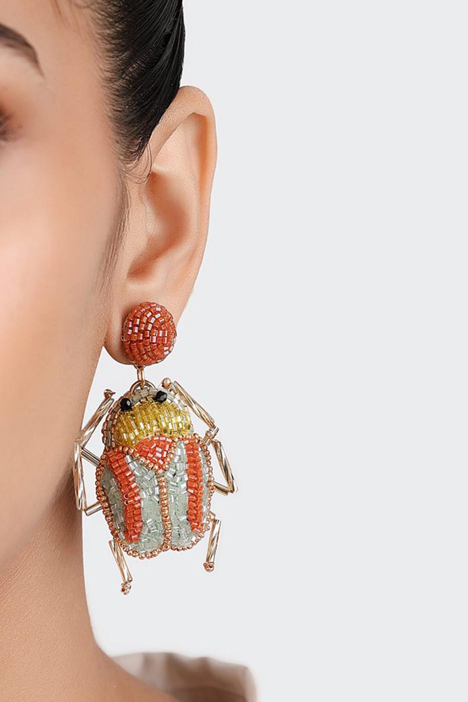 BOUCLES D'OREILLES SCARABÉE orange