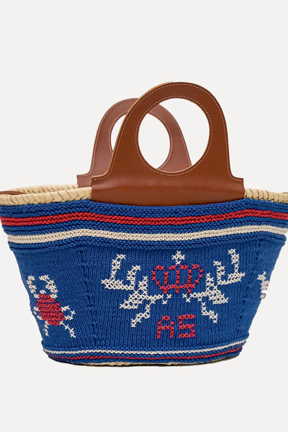 Póvoa - panier brodé bleu électrique