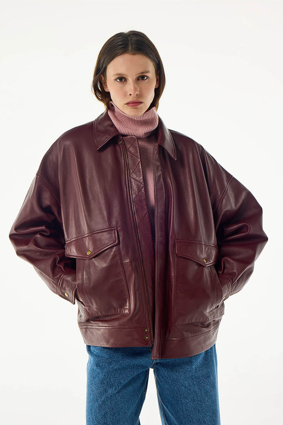 Blouson Edgar Cuir - Burgundy