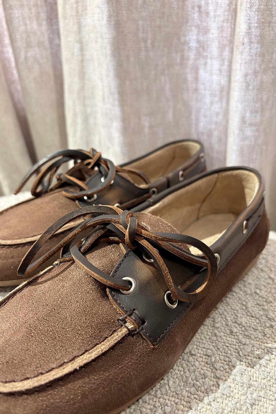 Boat Loafer - Suede- Leather - coffee dark brown