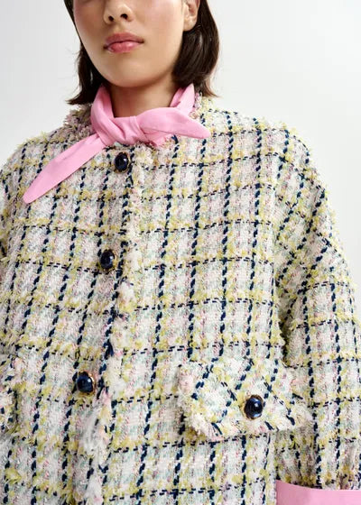 Veste oversize en laine cardée