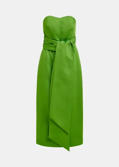 Robe bandeau portefeuille mi-longue verte