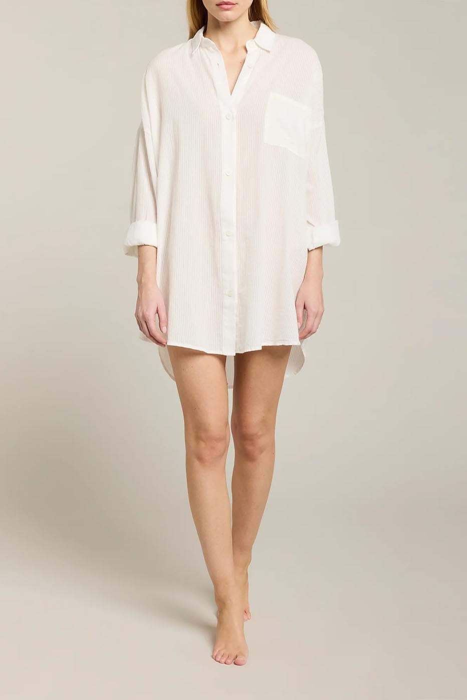 Chemise mi-longue oversize Port Miou blanc