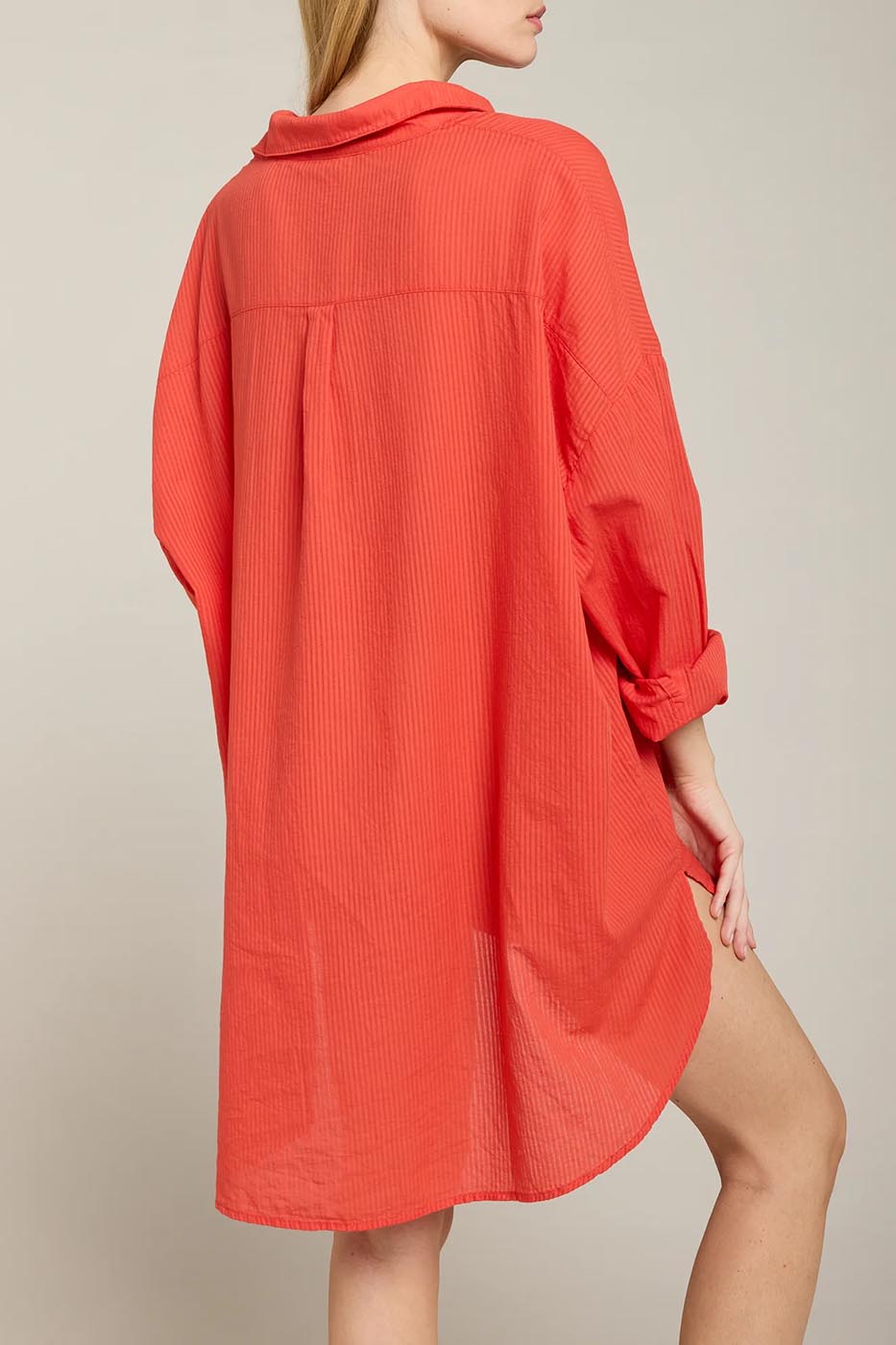 Chemise mi-longue oversize Port Miou corail