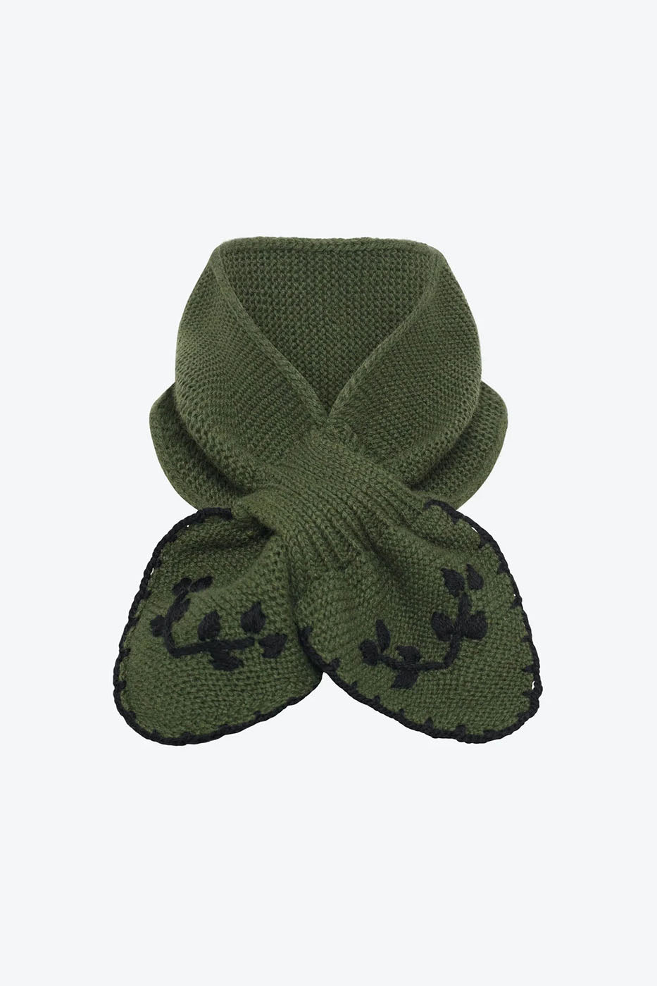 Tour de cou brodé main kaki