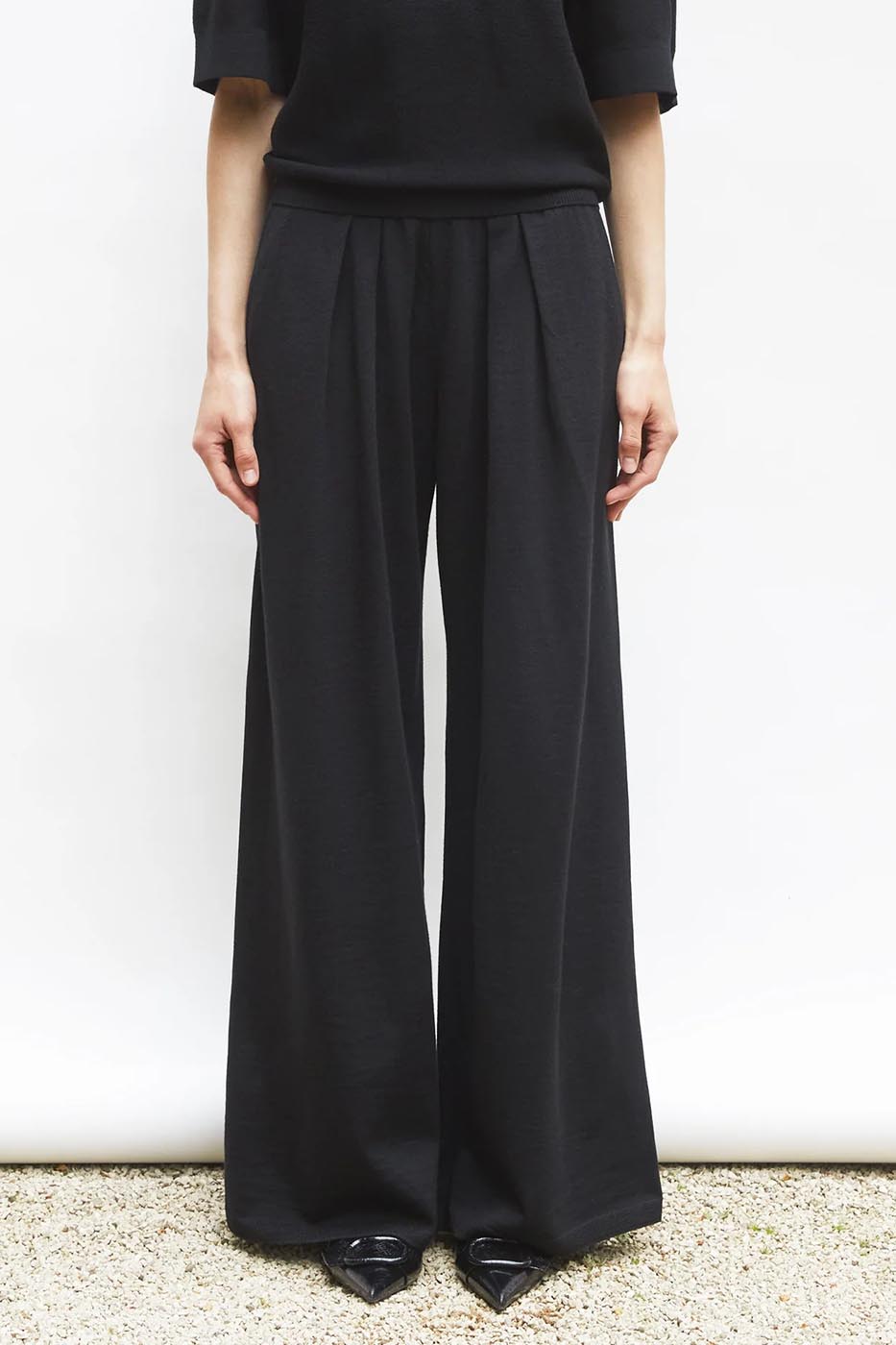 Pantalon fluide maille fine jersey noir