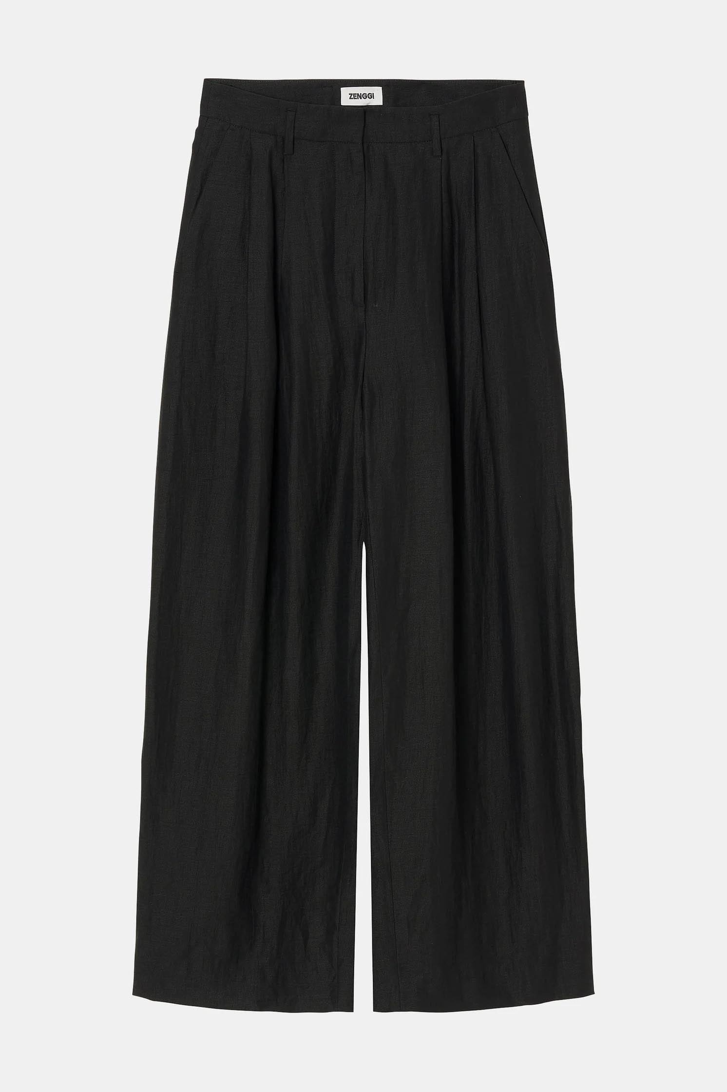 PANTALON JADE EN LIN MÉLANGÉ LÉGER
